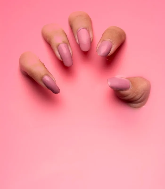French tip manicure detail in soft daylight